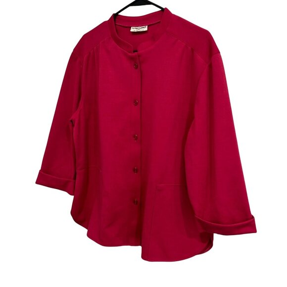 Alfred Dunner Womens Button-Front 3/4 Sleeve Jacket Size 20 Red - Picture 3 of 8